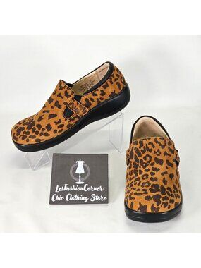 Alegria Women's Leopard Print Suede Kara Clog Shoes Size 6.5 2045